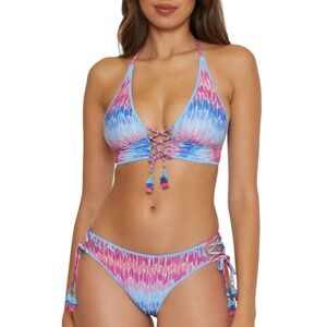 BECCA set Joshua Tree halter bikini top and Shirred American Bikini Bottom
